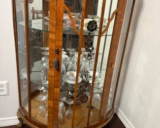 Gorgeous antique art deco China Cabinet with rounded glass. 