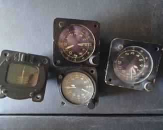 Walthan and Wakemann Aviation Clock and gages