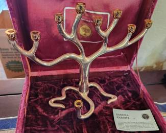 Jewish Vintage 'Tree of Life' Hanukkah Menorah designed by Sandra Kravitz for Rosenthal Judaica Collection! Dc