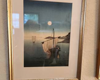 Japanese Print. 'Two Boats in the Moonlight'