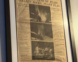 Original NYT Moonlanding UV protected frame, full newspaper