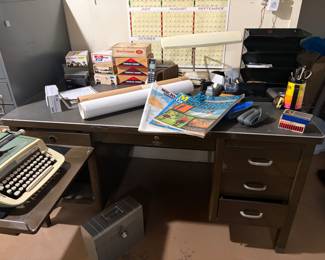 Large Metal Vintage Desk