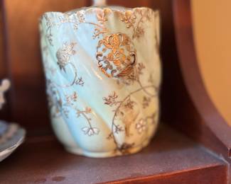 Antique French Limoges porcelain biscuit barrel