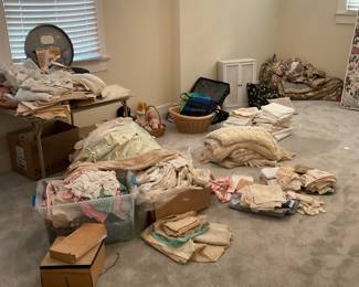 Undergoing a sorting of all vintage linens / clothing starting from early 1920s. Children’s clothing, dolls, table cloths, knitted throws. 