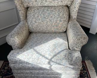 Floral print high back wingback armchair in good condition