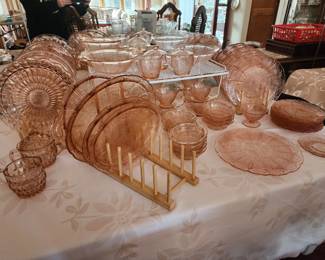 Pink cabbage rose depression glass