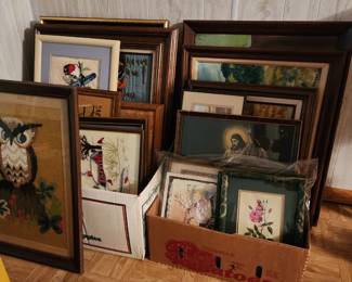 Vintage framed needlepoint