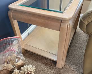 	#21	End Table with Glass Top 26x21x22	 $40.00 				
