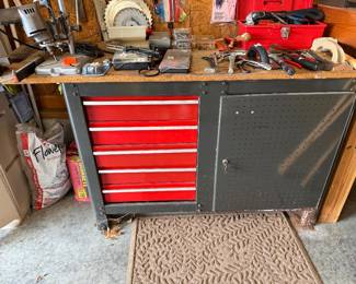 	#56	Tool chest/work bench w/ misc tools in drawers  $80.00 				