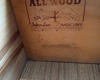 	#37	All Wood Johnston/Tom Bigbee Furniture Side Table 24x18x24	 $40.00 		with glass top		
