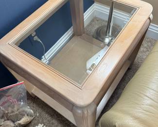	#21	End Table with Glass Top 26x21x22	 $40.00 				