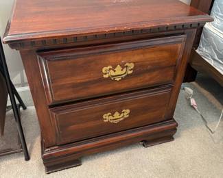 	#37	All Wood Johnston/Tom Bigbee Furniture Side Table 24x18x24	 $40.00 		with glass top		