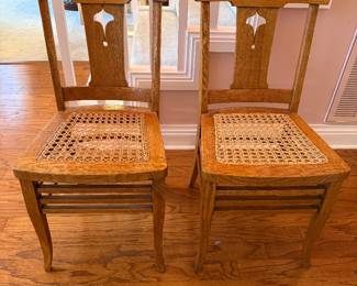 	#11	Oak Cane Seat Chairs Set of 2	 $60.00 				