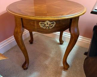 	#6	Queen Anne Oak side table with Glass top 24x21	 $40.00 								