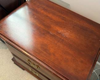 	#37	All Wood Johnston/Tom Bigbee Furniture Side Table 24x18x24	 $40.00 		with glass top		