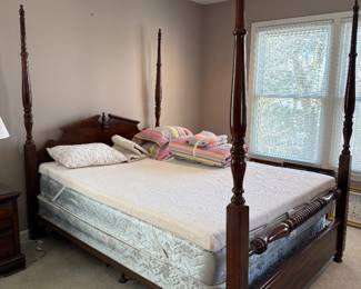 	#36	All Wood Johnston/Tom Bigbee Furniture Queen Bed & Mattress As Is Scratches	 $100.00 				