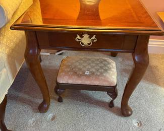 				#5	Queen Anne Cherry Side Table with Glass Top 21x26x20	 $45.00 				