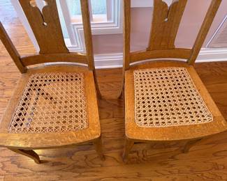 	#11	Oak Cane Seat Chairs Set of 2	 $60.00 				