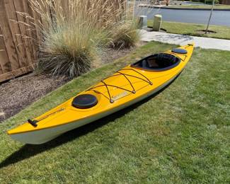 Eddyline Skylark kayak, carbon fiber paddle, life vest, Thule Hullivator rooftop carrier, SUP