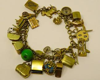 14K gold mid-century charm bracelet