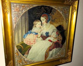 Victorian framed needlepoint