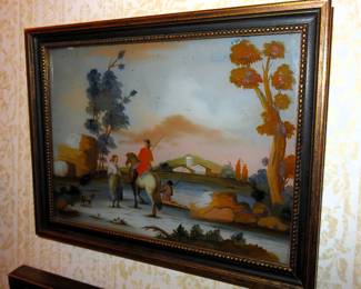 Antique reverse glass paintings