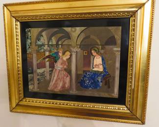 (BID ITEM) Italian Pietra Dura stone mosaic "The Annunciation"