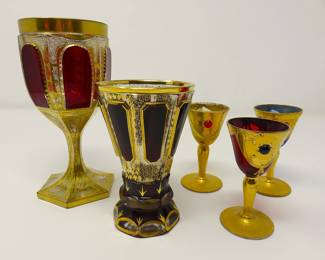 Moser ruby glass vessels