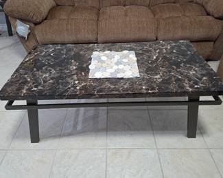granite looking center table with stone center piece 