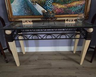 lovely brass, glass entry table 