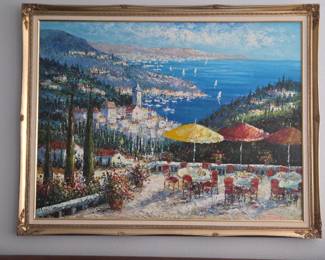 53"×42" Romantic Mediterranean terrace oil painting 