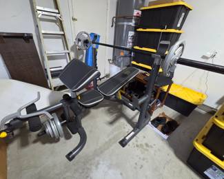 professional grade bench and barbell 