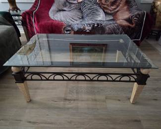 brass and glass center table 