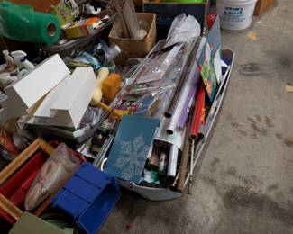 Christmas wrap and various other items