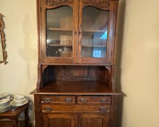 Antique oak step back covered