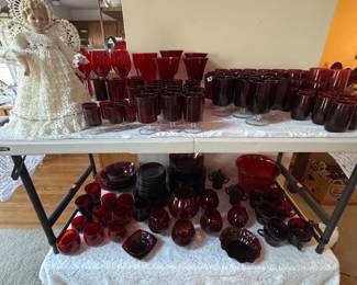 Large collection of vintage anchor hocking glassware