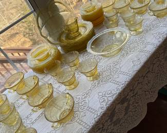 Large collection of Amber depression glass