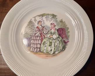Vintage Godey Prints By Salem China 10" Dinner Plates Victorian Ladies.