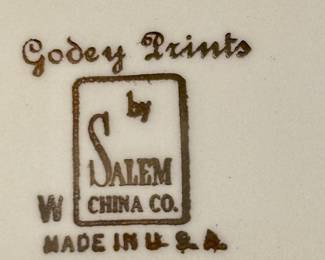 Vintage Godey Prints By Salem China 10" Dinner Plates Victorian Ladies.