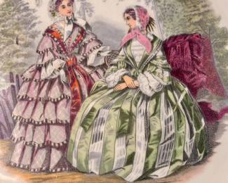 Vintage Godey Prints By Salem China 10" Dinner Plates Victorian Ladies.