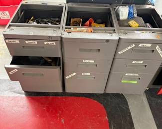 Various Filing Cabinets With Tools