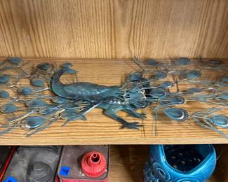 Vintage Metal Peacock Wall Hanging Decor