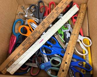 Lot of Scissors, Rulers, and Nail Clippers