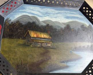 Hand Painted Metal Serving Tray