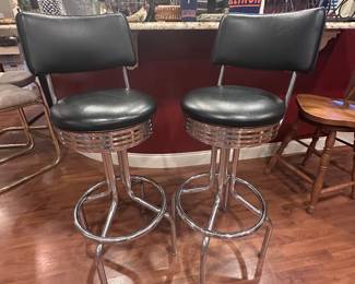 Chrome/black leather barstools