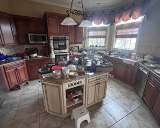 Kitchen items, dishes, baking, pans, utensils, glassware, etc.