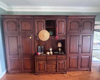 3 piece wall unit with electric inside each cabinet