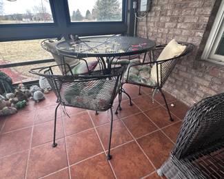 Wrought iron table and chair set