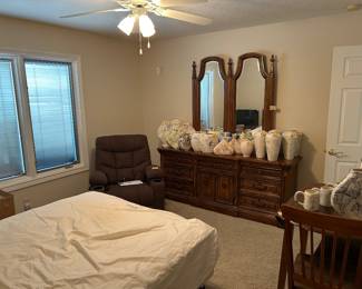 Bedroom set and hand glazed vases 