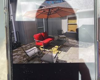 Patio furniture and outdoor umbrella